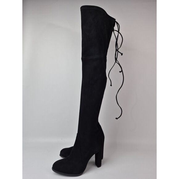 Stuart Weitzman Women's Black Highland Heel Suede Over The Knee Boots Size 6 B - Picture 2 of 7